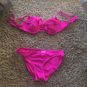 Hot pink bathing suit